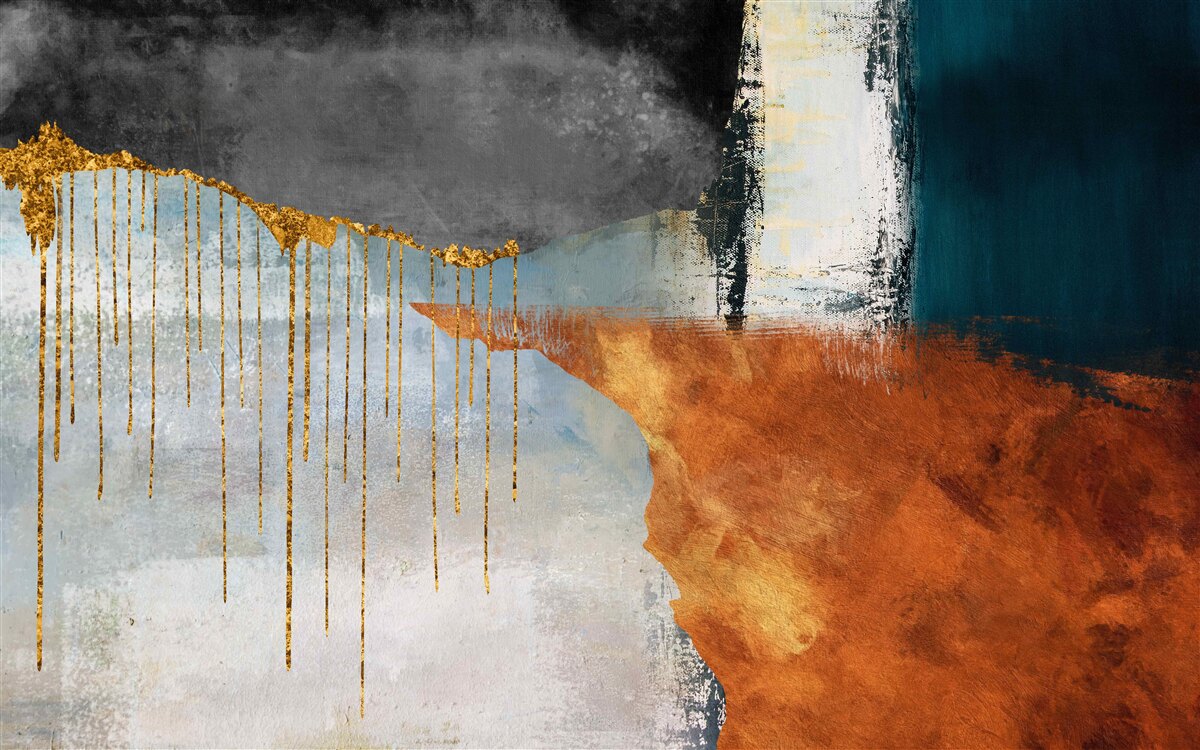 Fototapet fluxuri aurii care se îmbină cu o paletă de nuanțe diferite