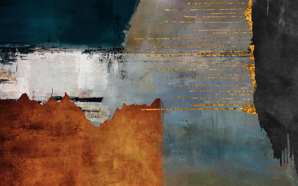 Fototapet fundalul colorat este decorat cu linii aurii