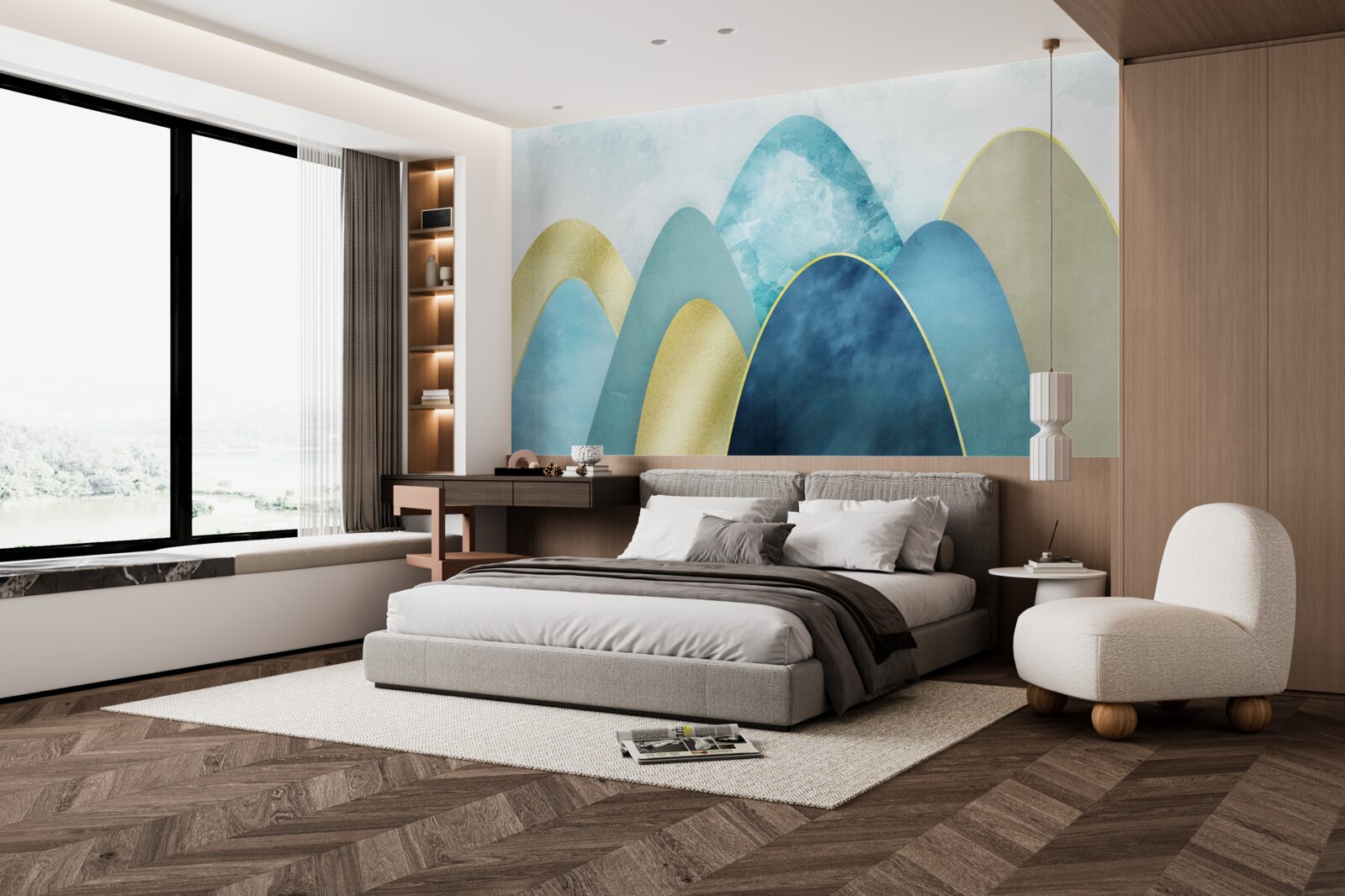 Fototapet vârfuri de munți de iarnă, acoperite de frig