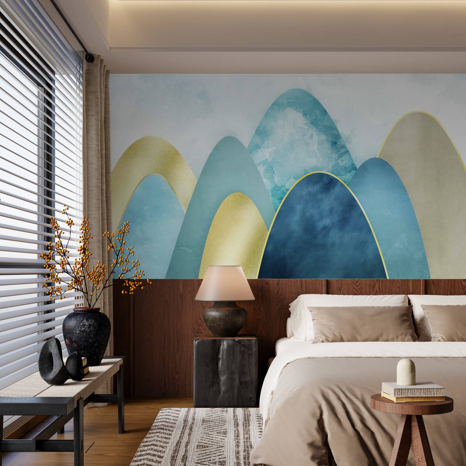 Fototapet vârfuri de munți de iarnă, acoperite de frig