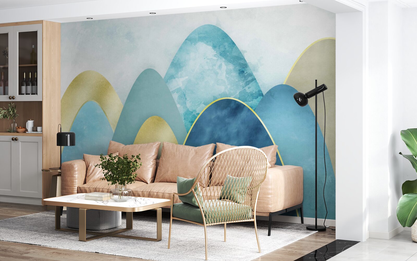 Fototapet vârfuri de munți de iarnă, acoperite de frig