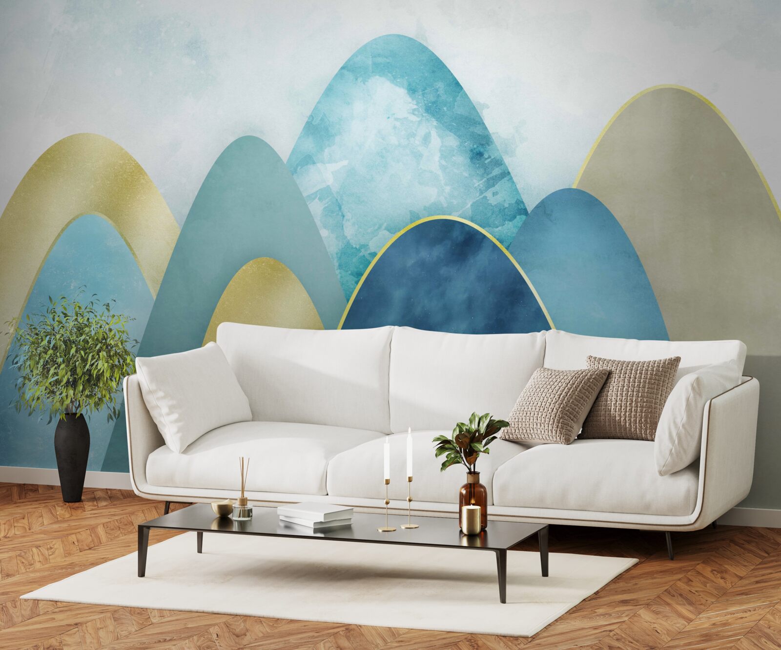 Fototapet vârfuri de munți de iarnă, acoperite de frig