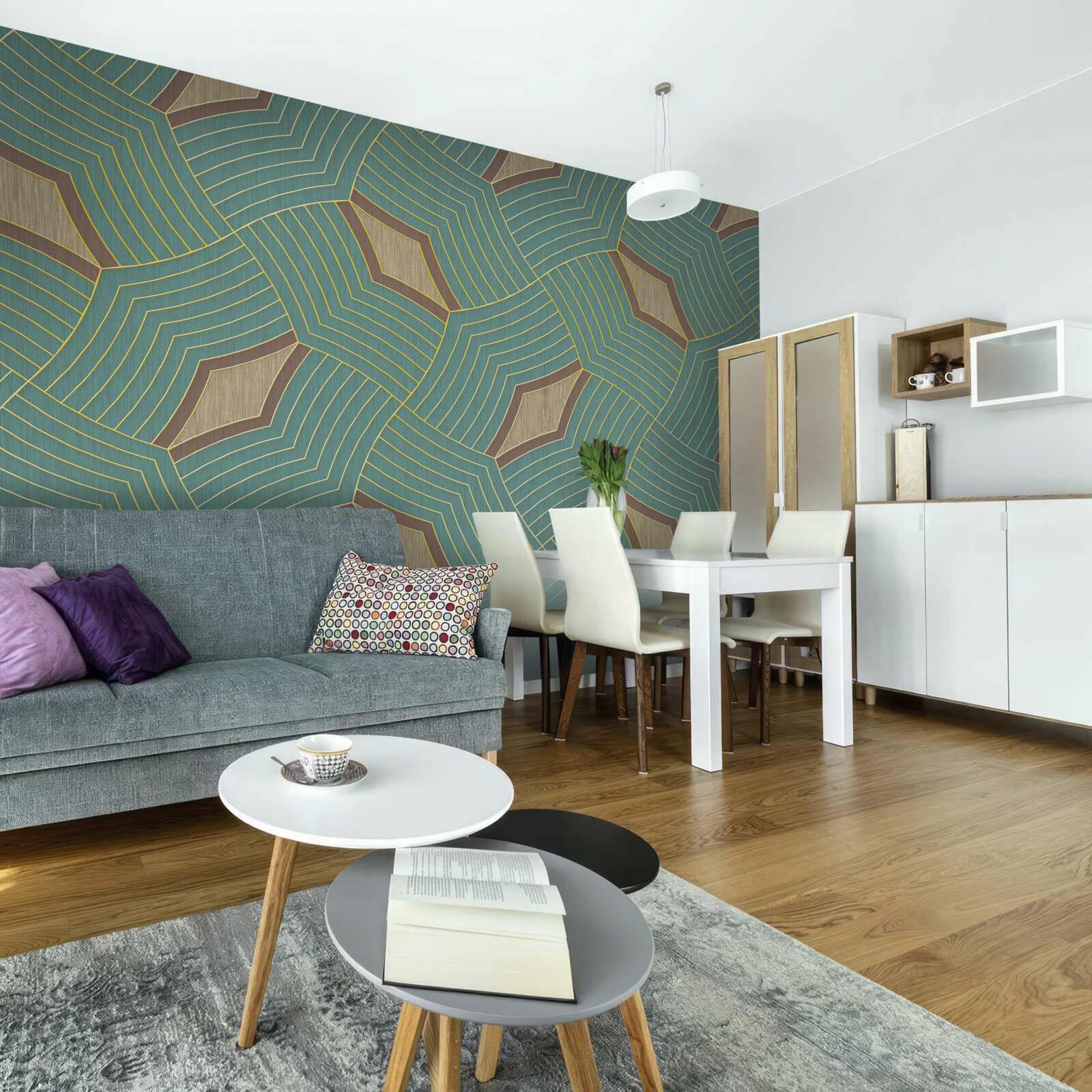 Fototapet contururi calme pe un fundal azur