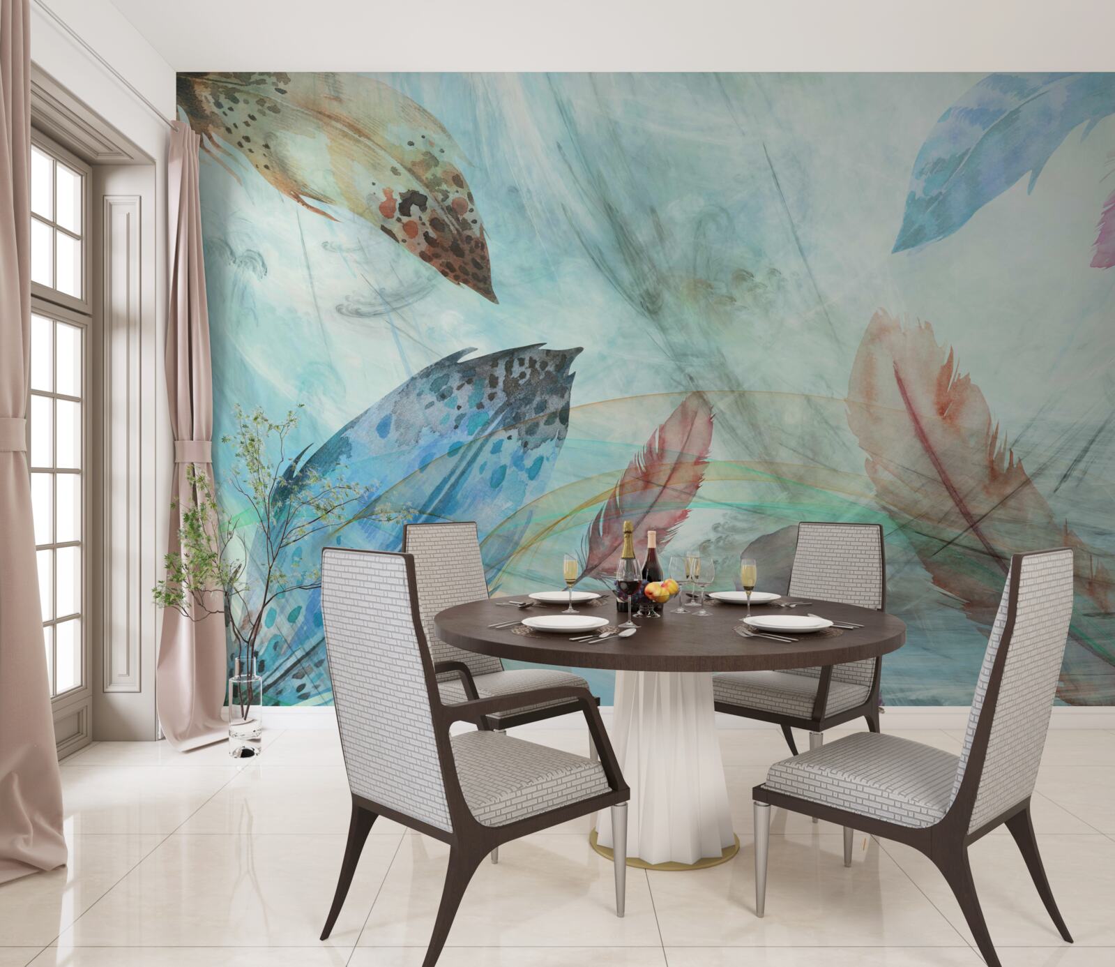 Fototapet stilouri luminoase pictate în acuarelă