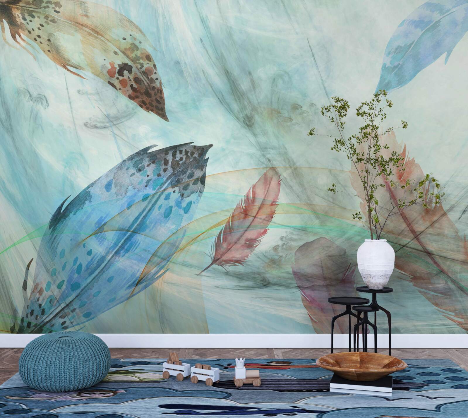 Fototapet stilouri luminoase pictate în acuarelă