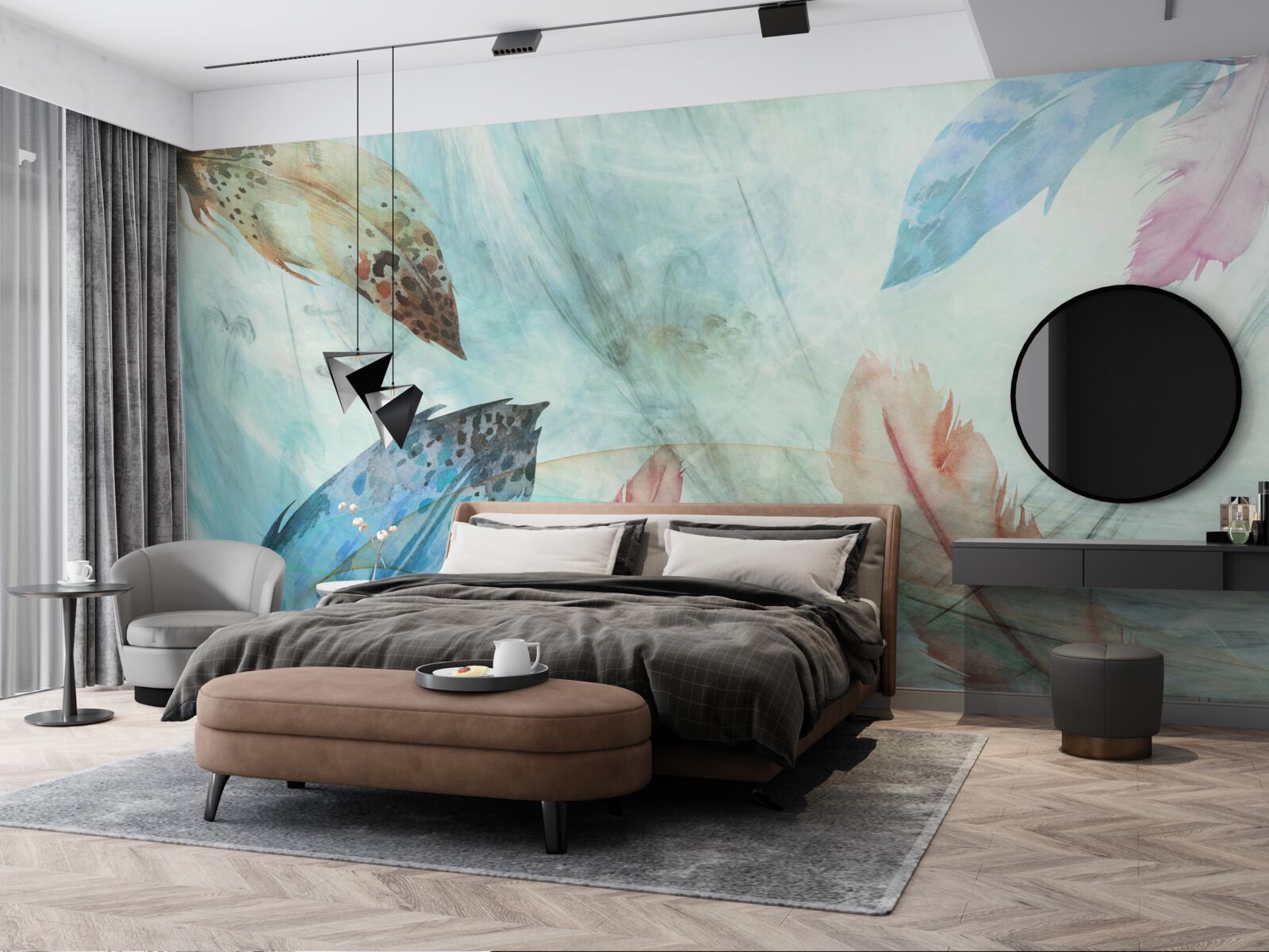 Fototapet stilouri luminoase pictate în acuarelă