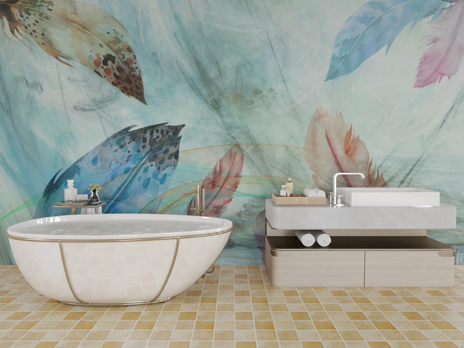 Fototapet stilouri luminoase pictate în acuarelă