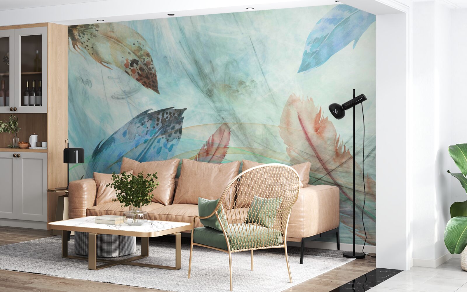 Fototapet stilouri luminoase pictate în acuarelă