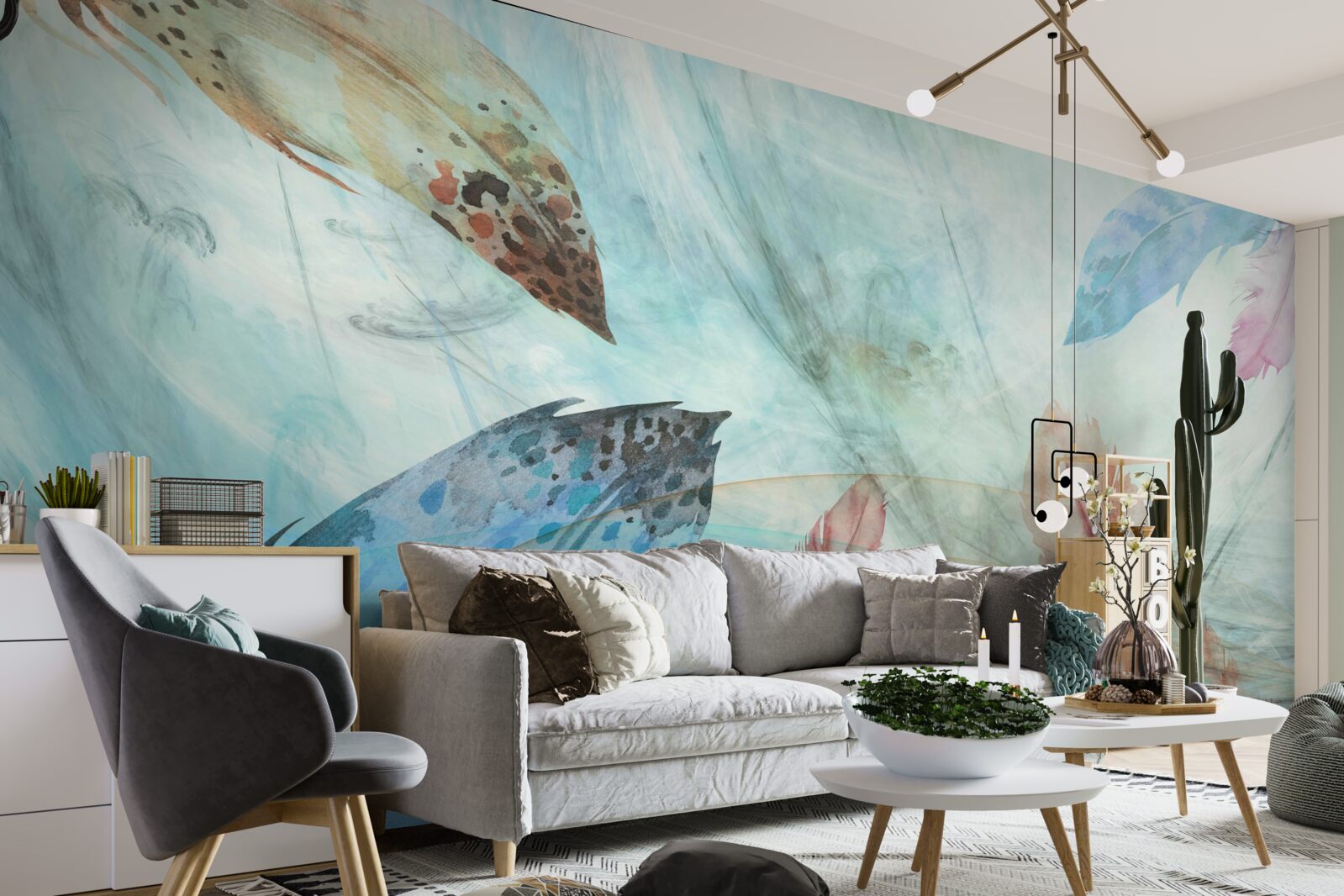 Fototapet stilouri luminoase pictate în acuarelă