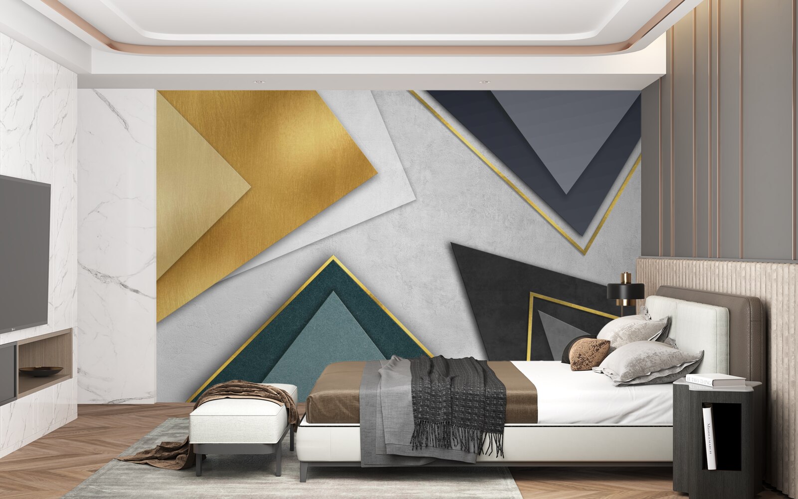 Fototapet triunghiuri de nuanțe diferite