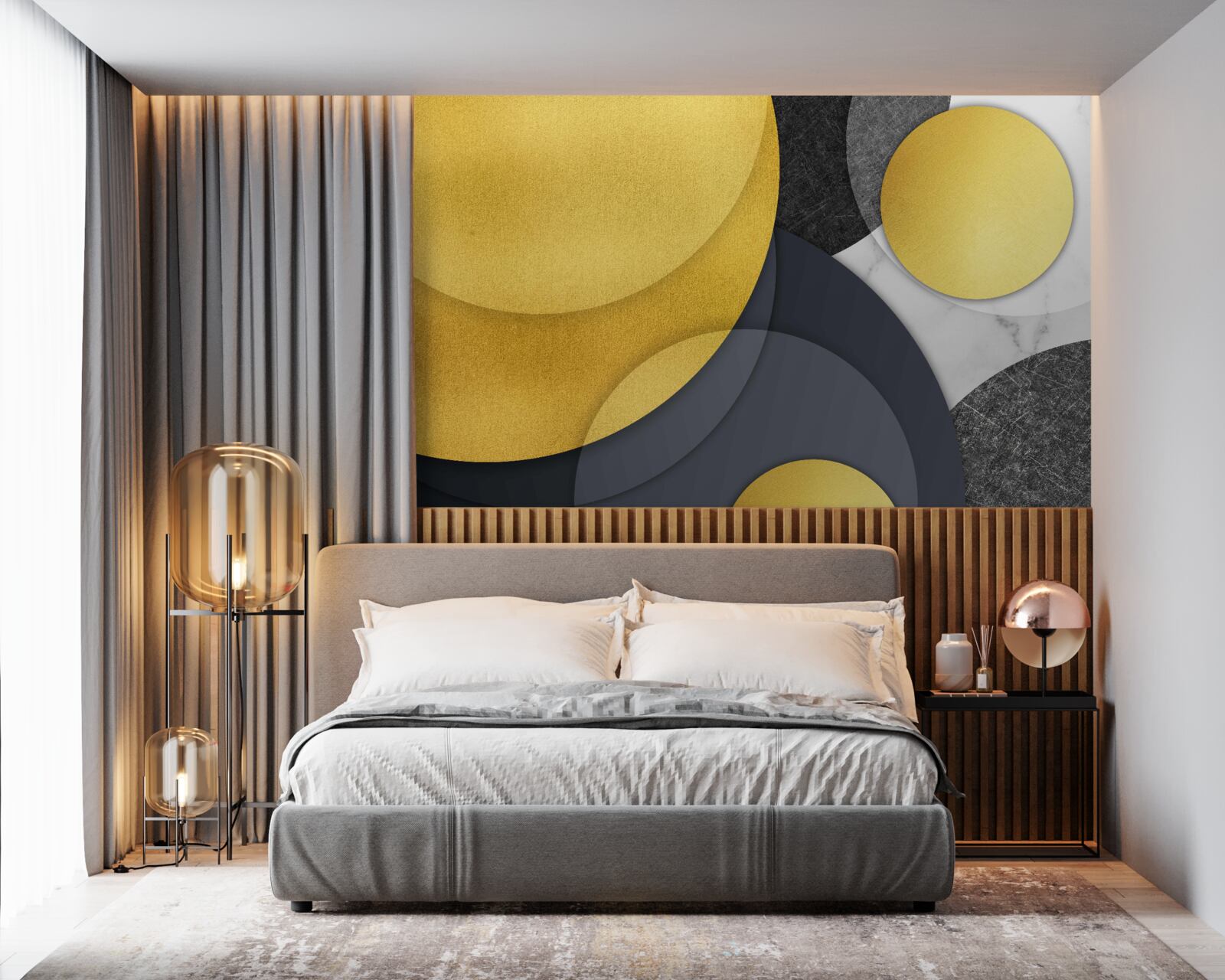 Fototapet bile aurii plutesc în aer