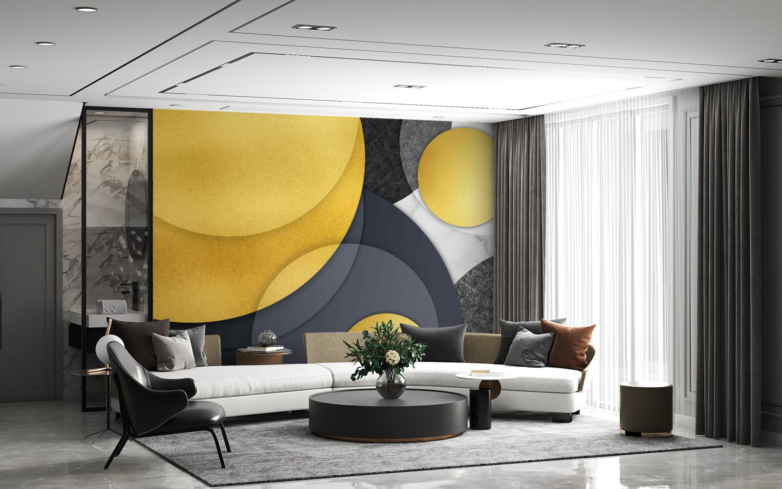 Fototapet bile aurii plutesc în aer