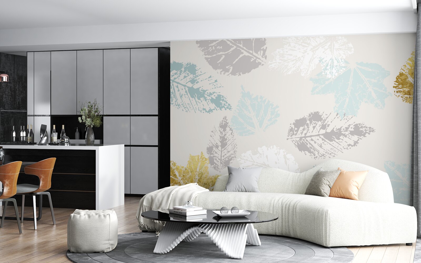 Fototapet frunzele de toamnă își lasă amprenta pe vopsea