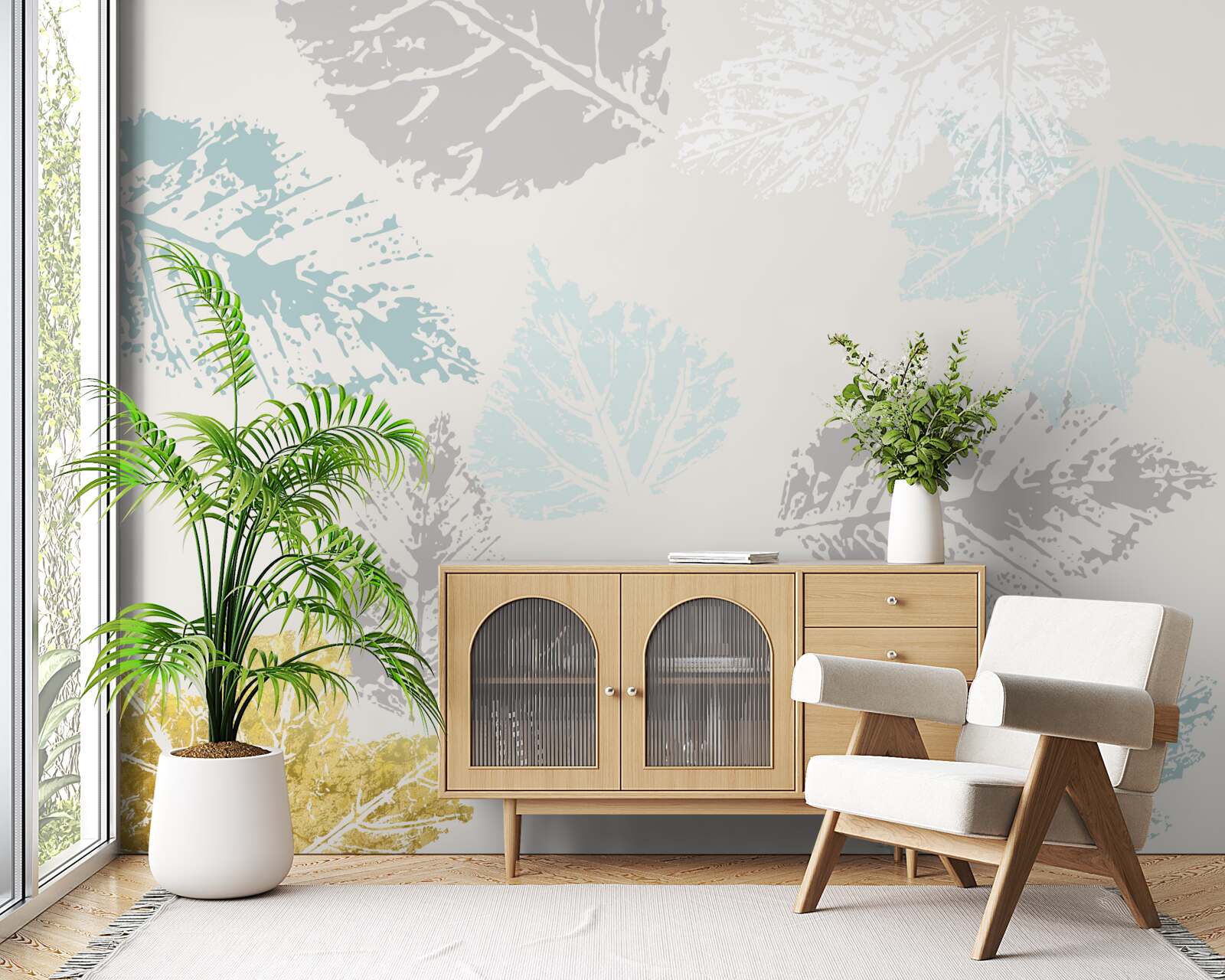 Fototapet frunzele de toamnă își lasă amprenta pe vopsea