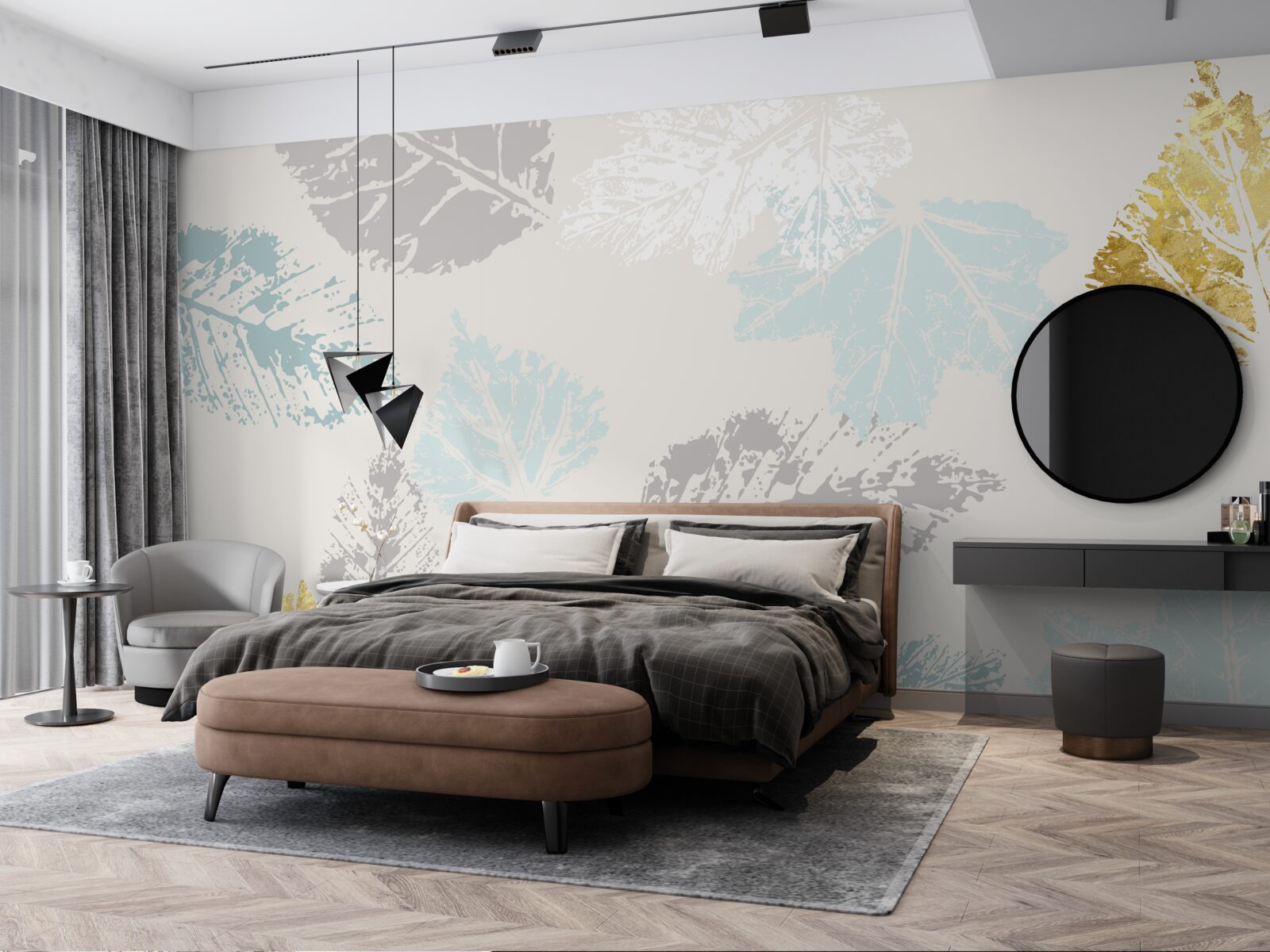 Fototapet frunzele de toamnă își lasă amprenta pe vopsea