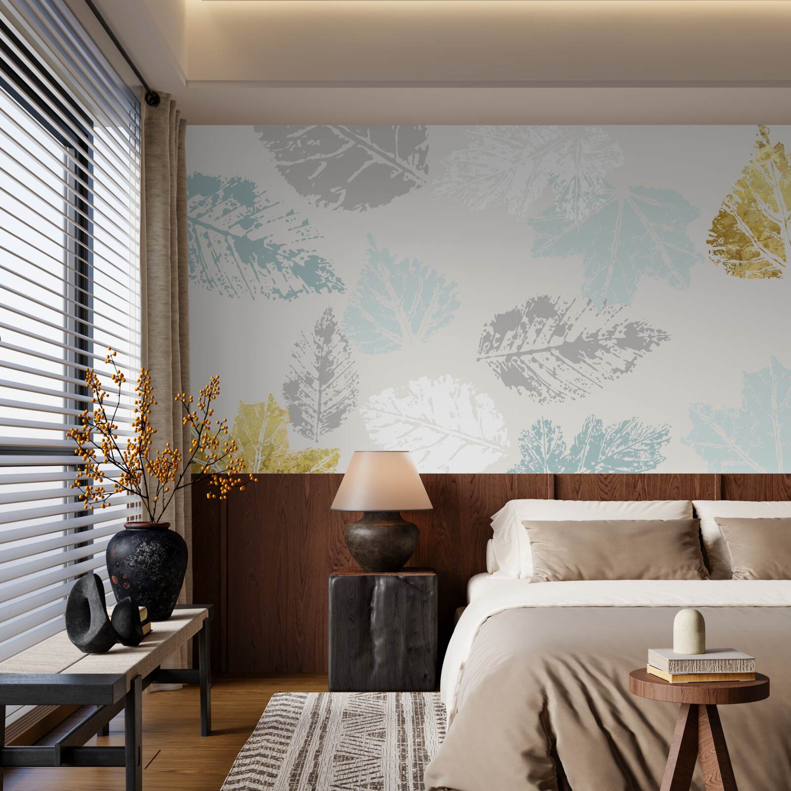 Fototapet frunzele de toamnă își lasă amprenta pe vopsea