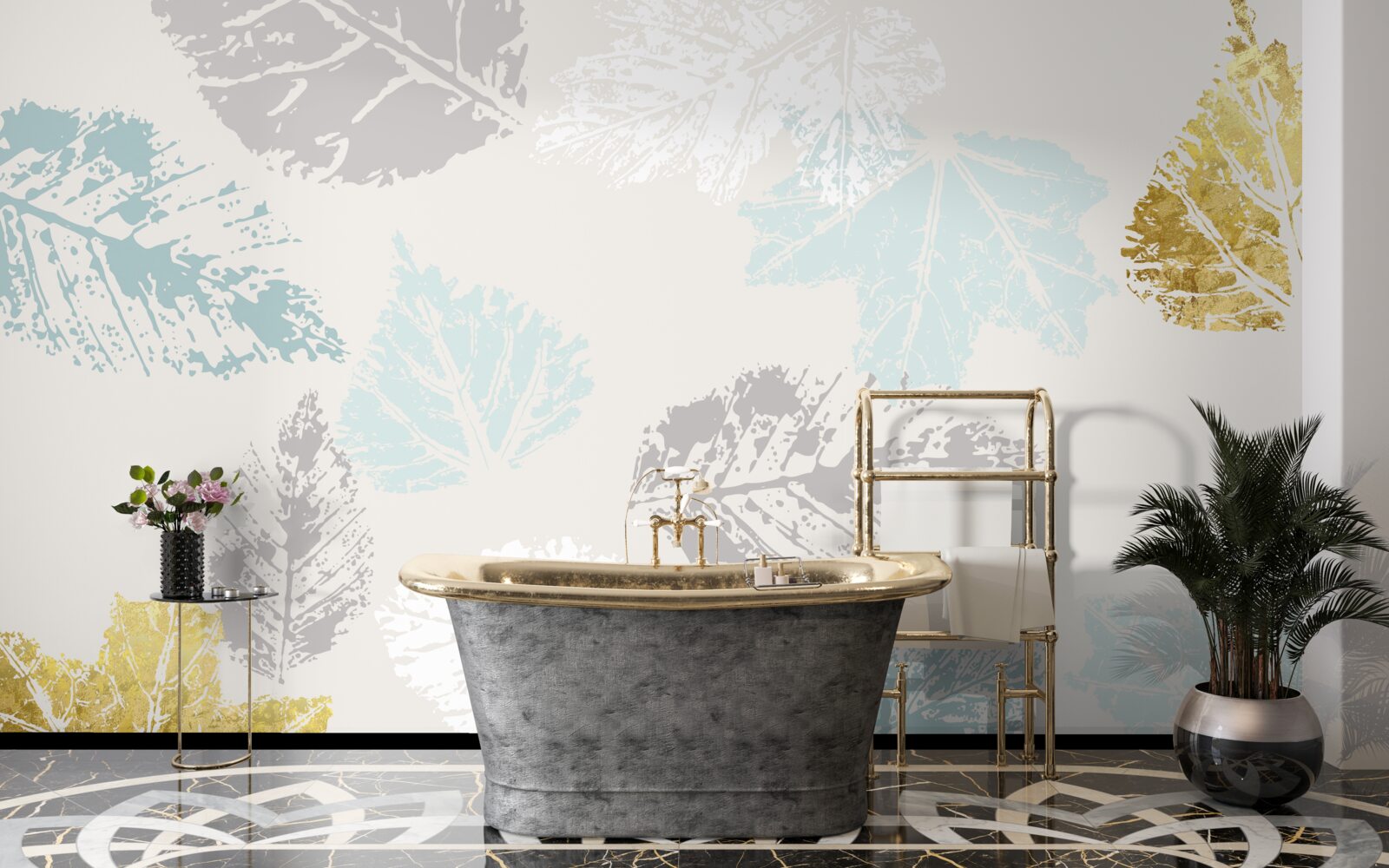 Fototapet frunzele de toamnă își lasă amprenta pe vopsea