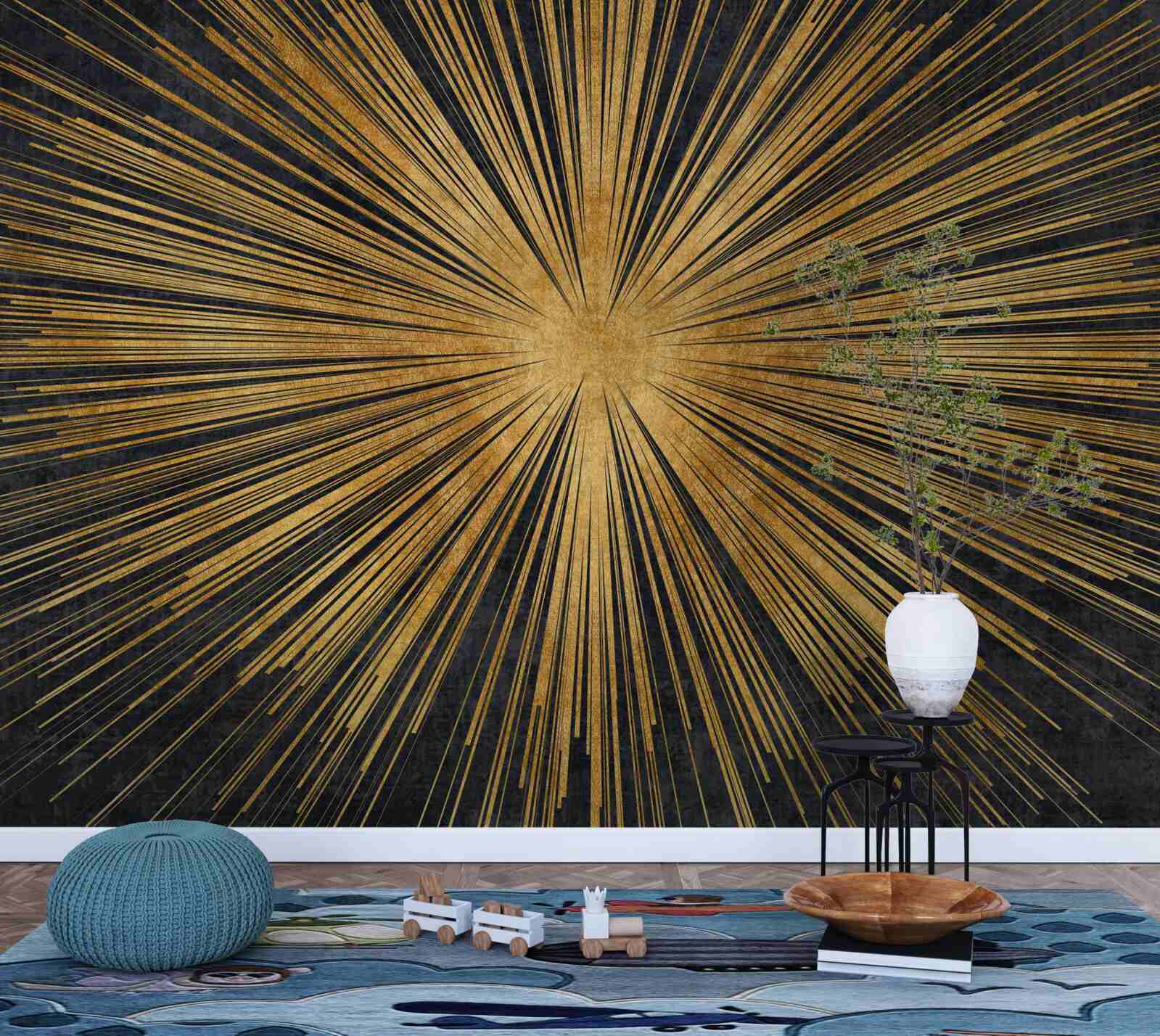 Fototapet razele soarelui strălucesc puternic la apus