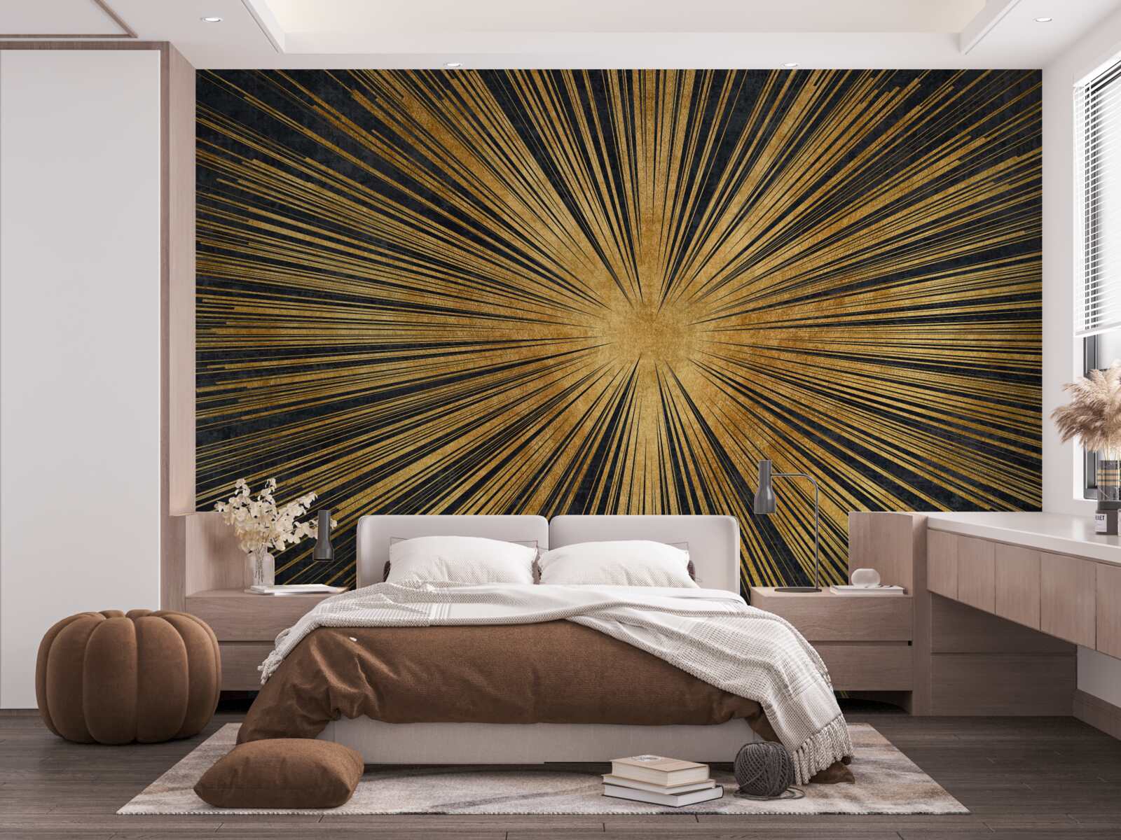 Fototapet razele soarelui strălucesc puternic la apus