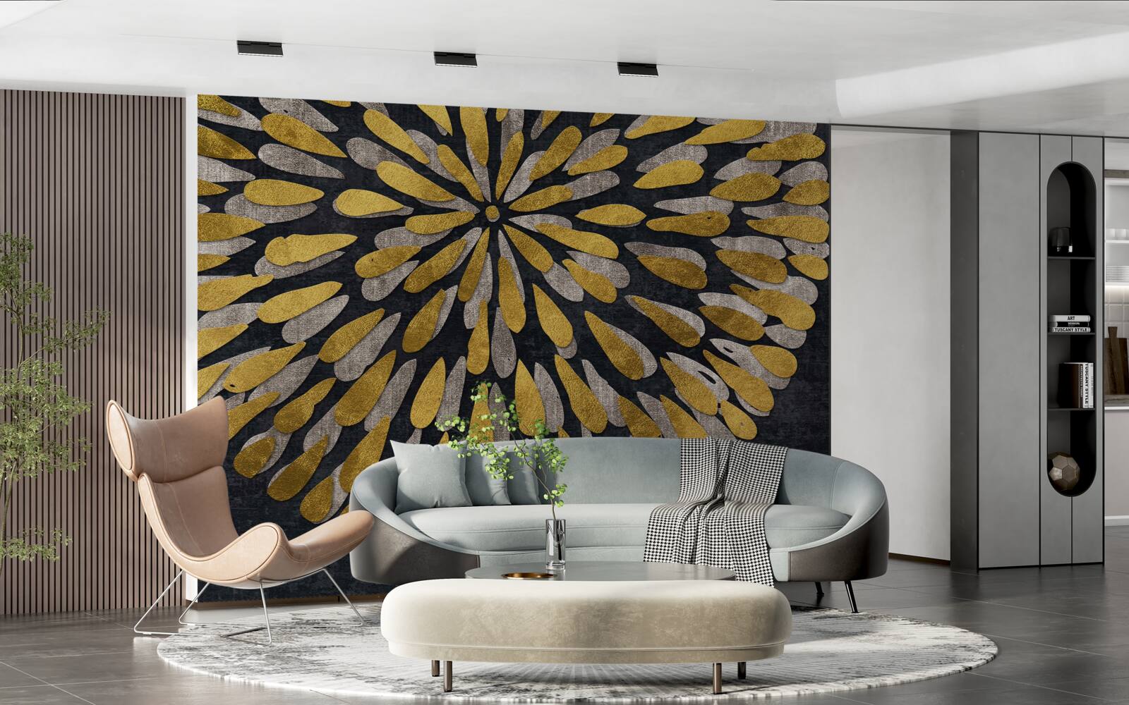 Fototapet păpădie cu nuanțe aurii