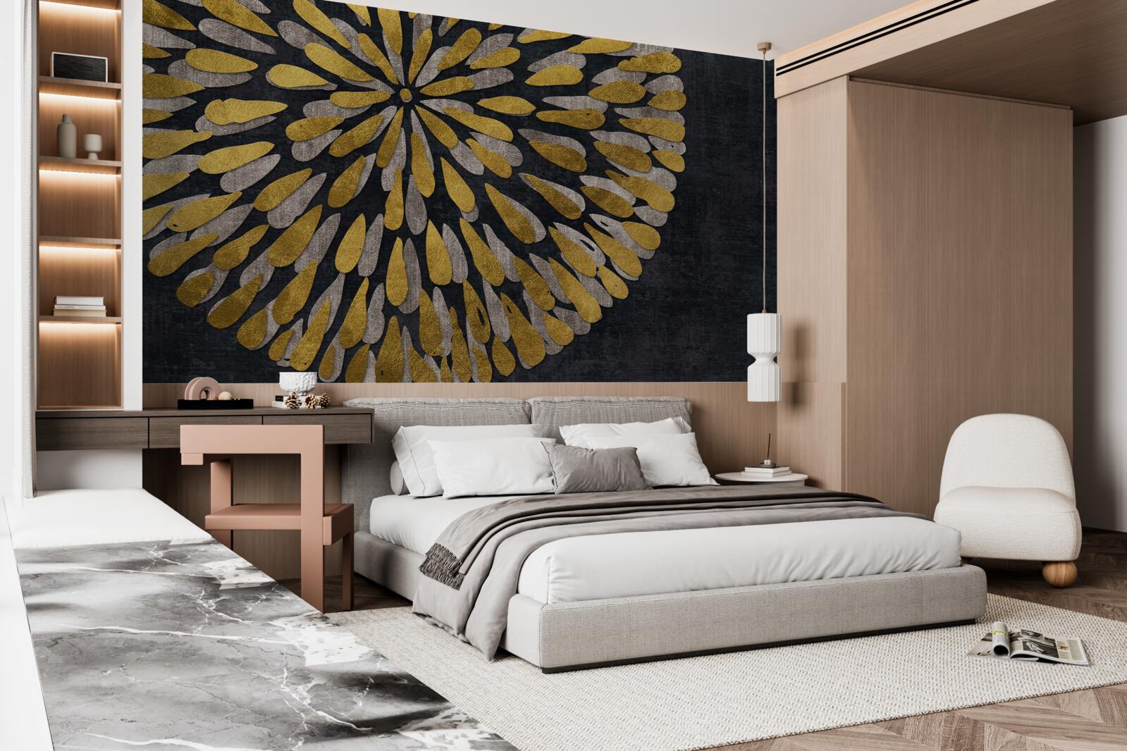 Fototapet păpădie cu nuanțe aurii