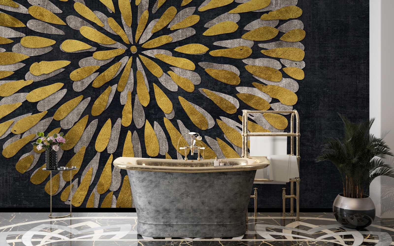 Fototapet păpădie cu nuanțe aurii