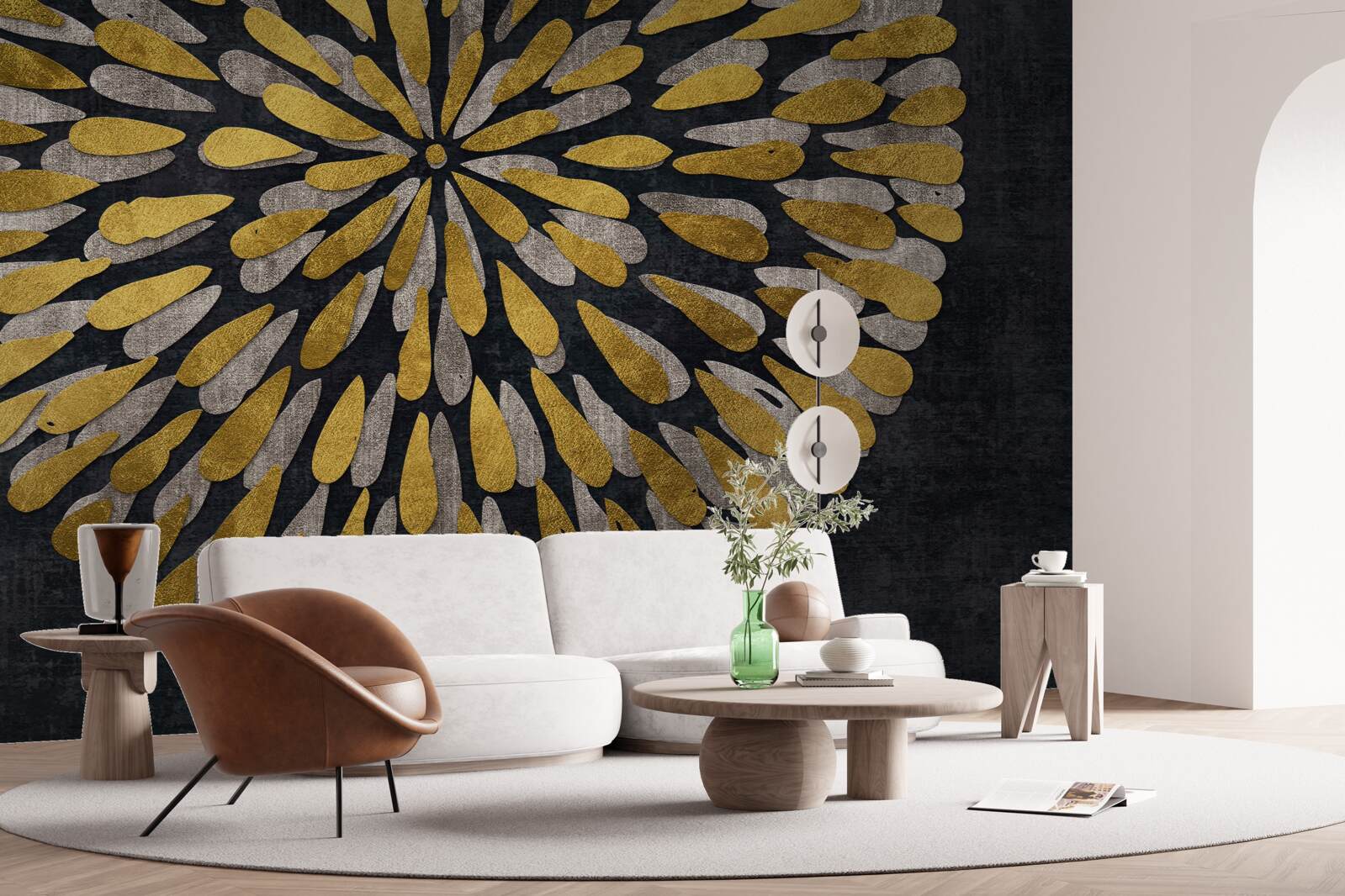 Fototapet păpădie cu nuanțe aurii