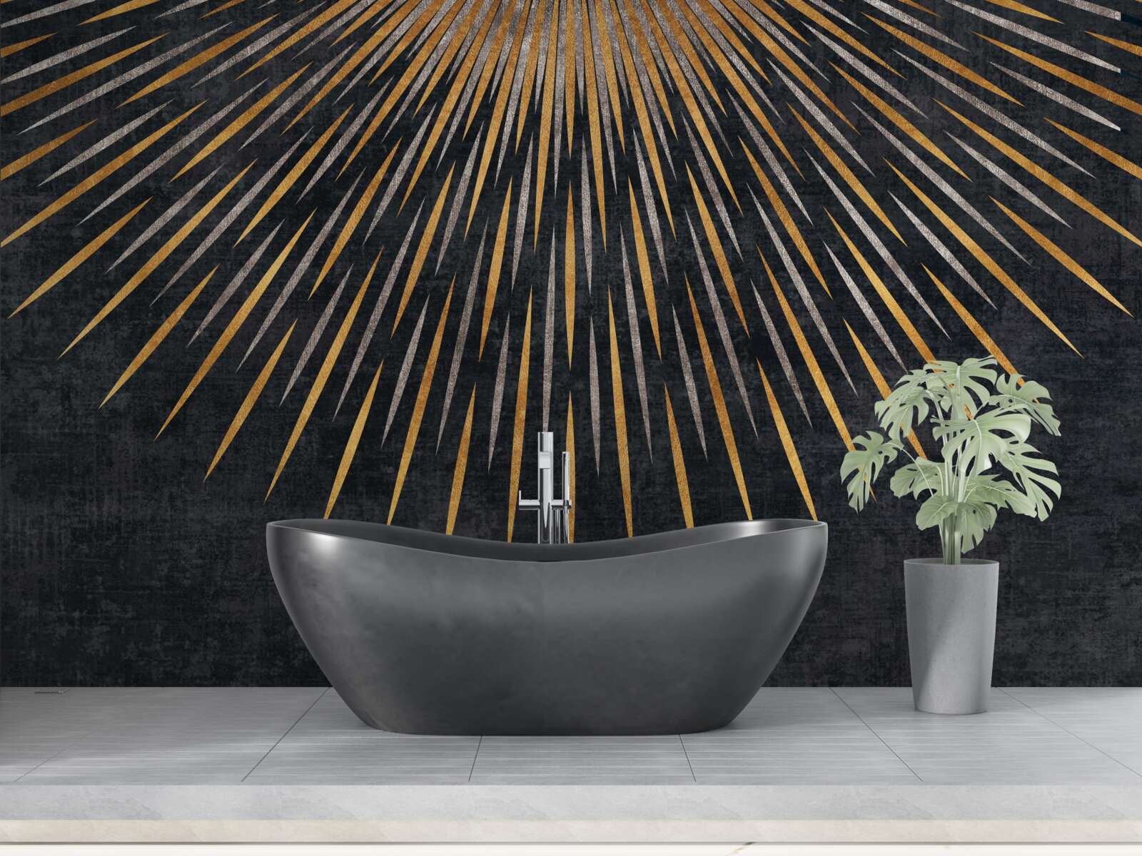 Fototapet raze de soare pe un fundal întunecat