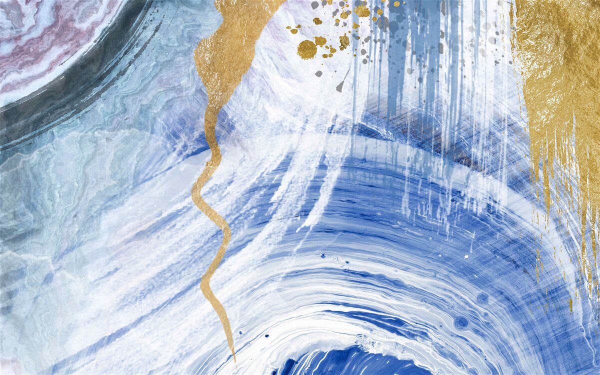 Fototapet fluxuri maro pe un fundal de pete albastre