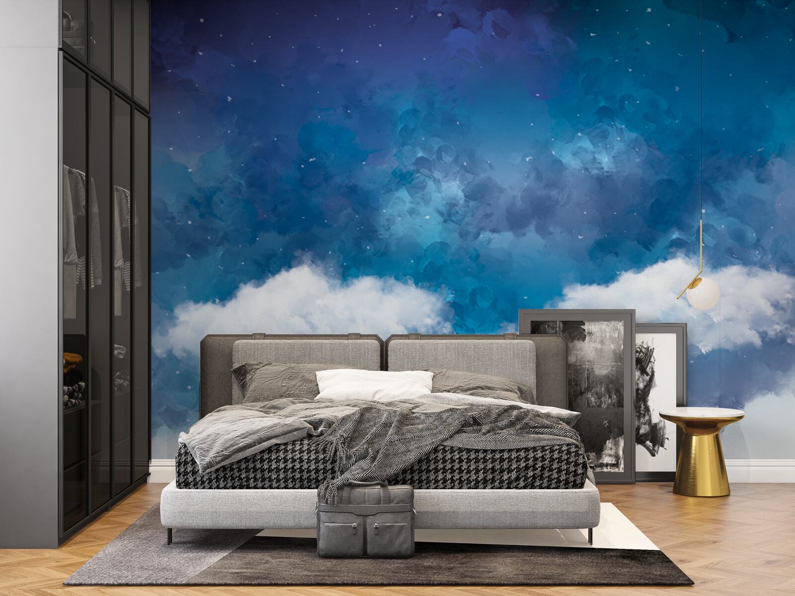 Fototapet un cer înstelat presărat cu nori noaptea