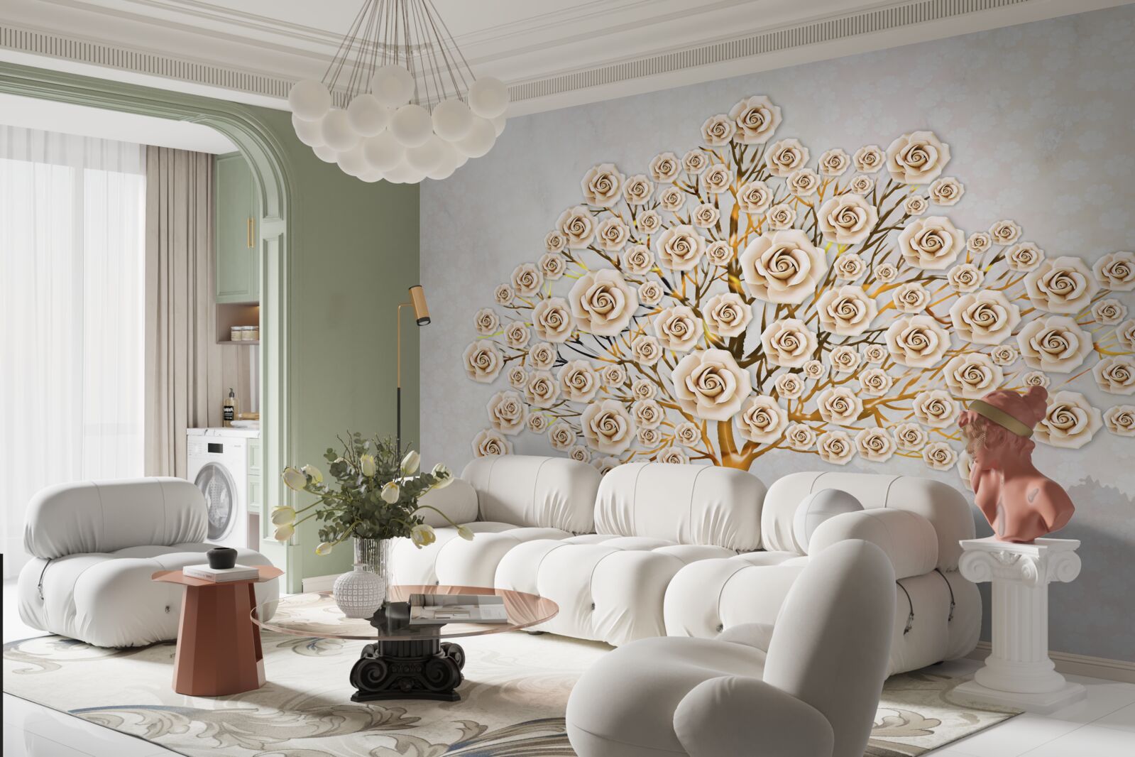 Fototapet copacul este format din muguri roz aprins