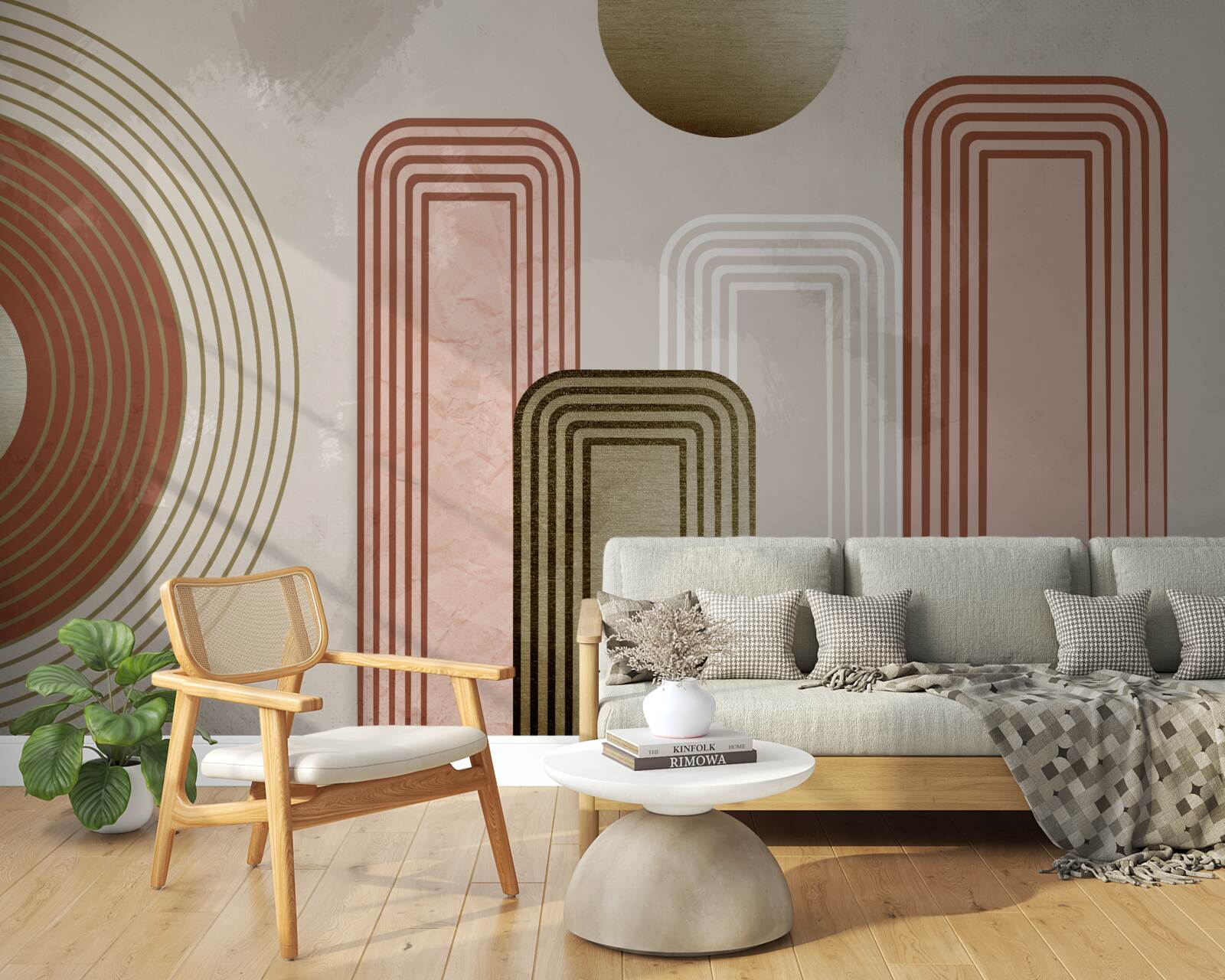 Fototapet curbe moi pe un fundal gri