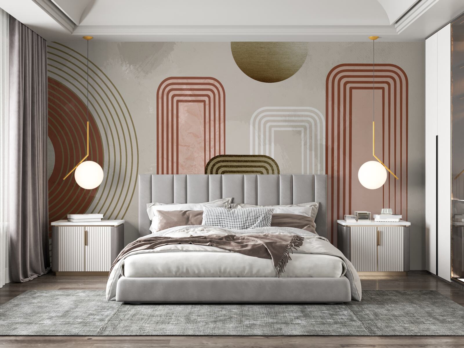 Fototapet curbe moi pe un fundal gri