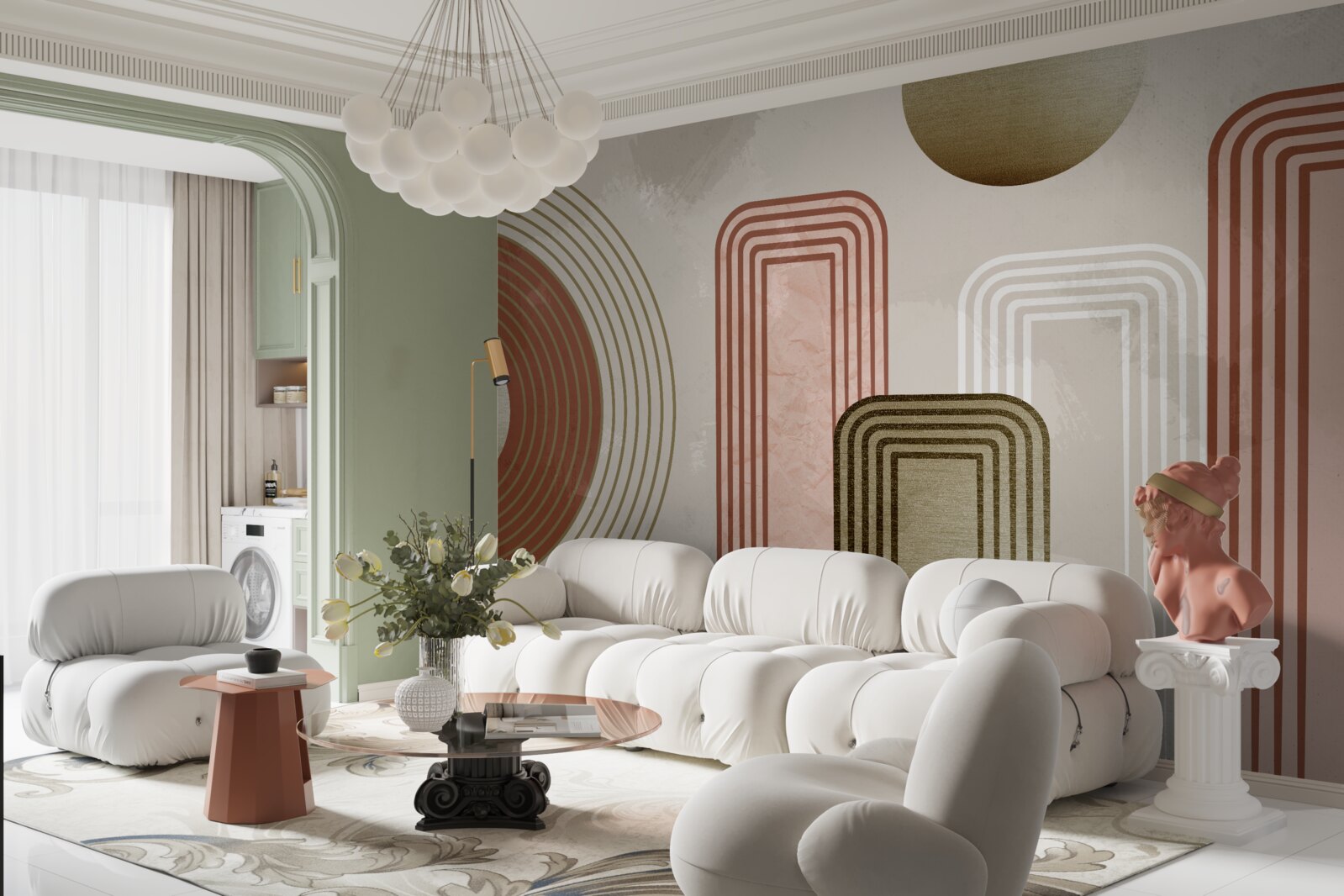 Fototapet curbe moi pe un fundal gri