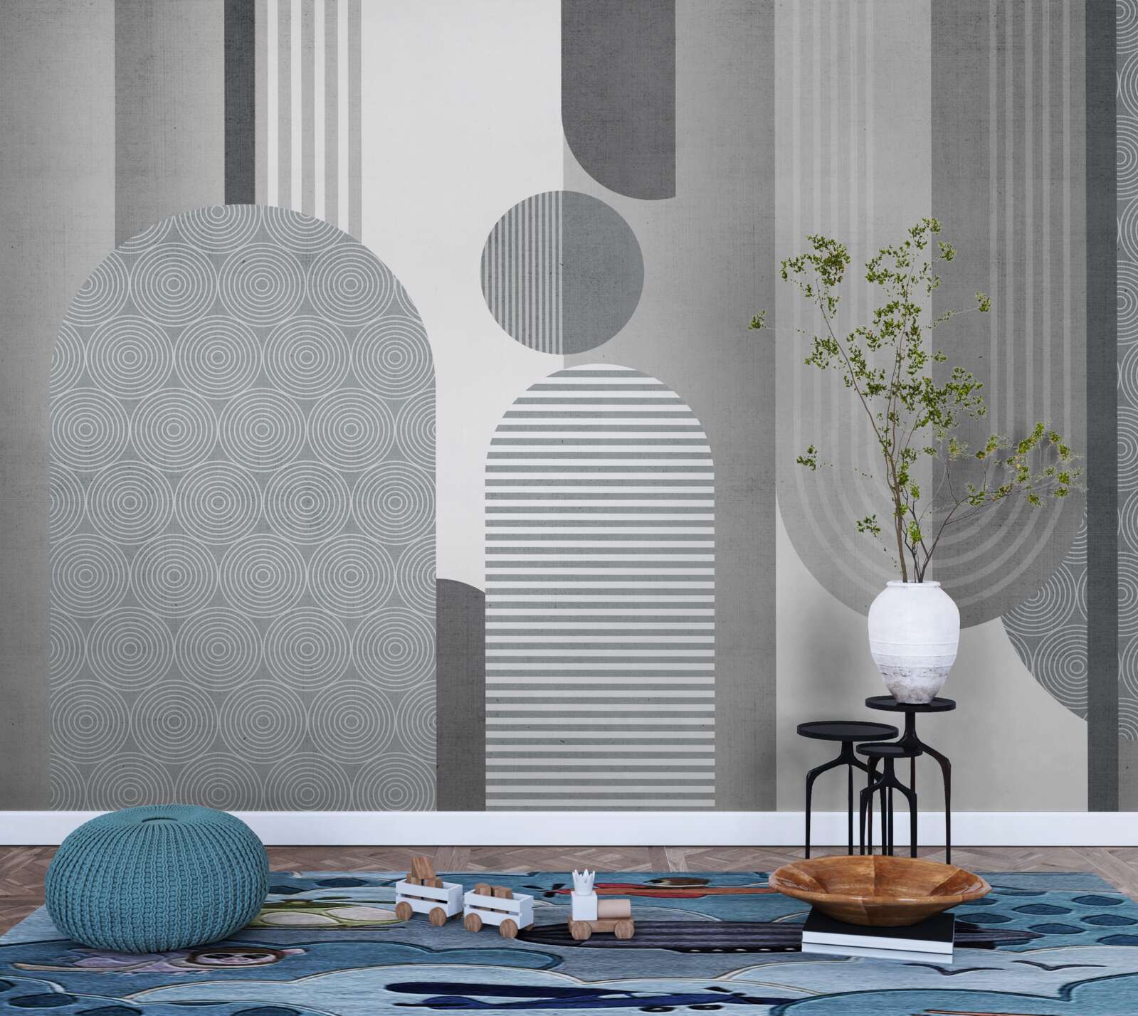 Fototapet dreptunghiuri hașurate cu o formă arcuită