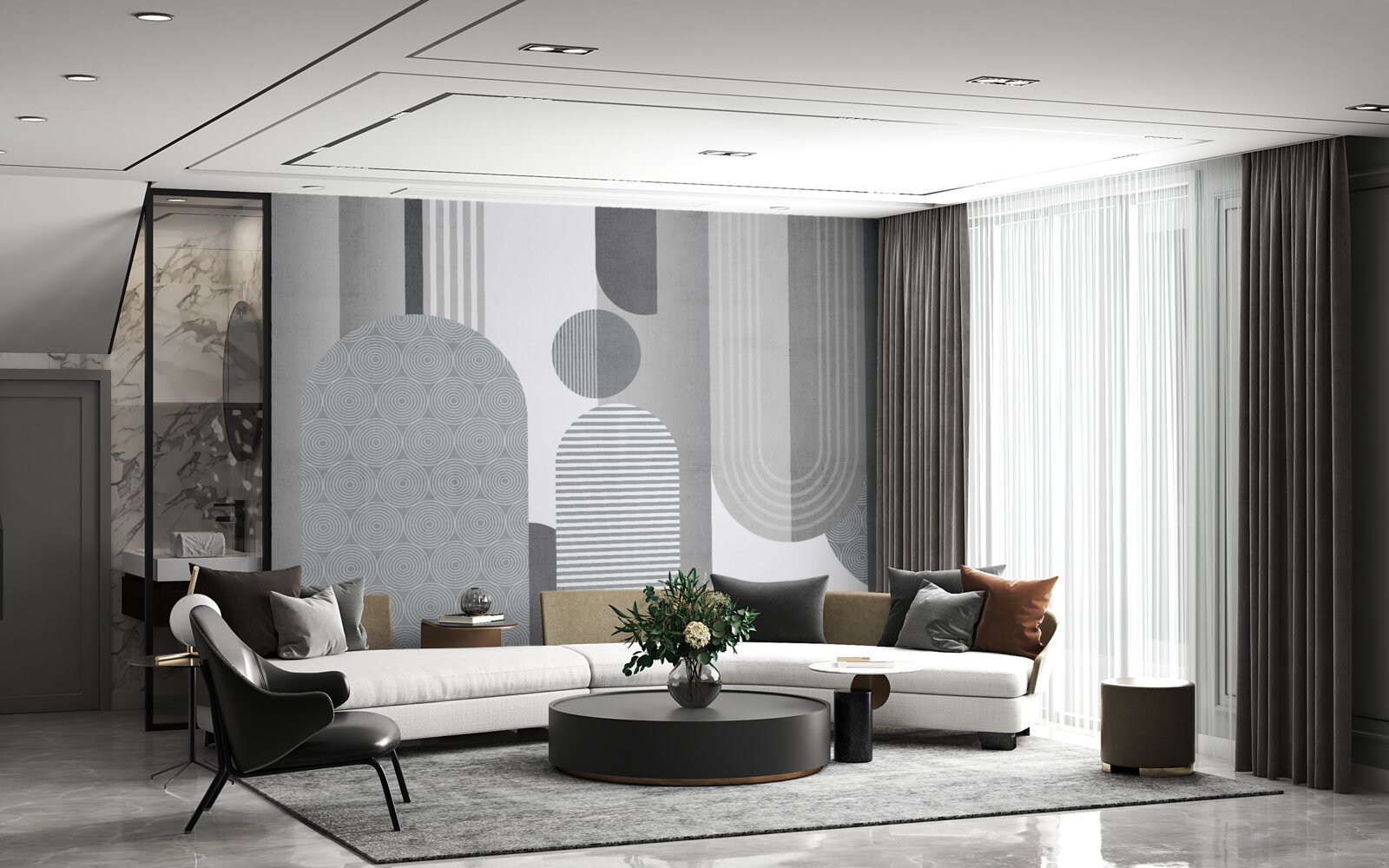 Fototapet dreptunghiuri hașurate cu o formă arcuită