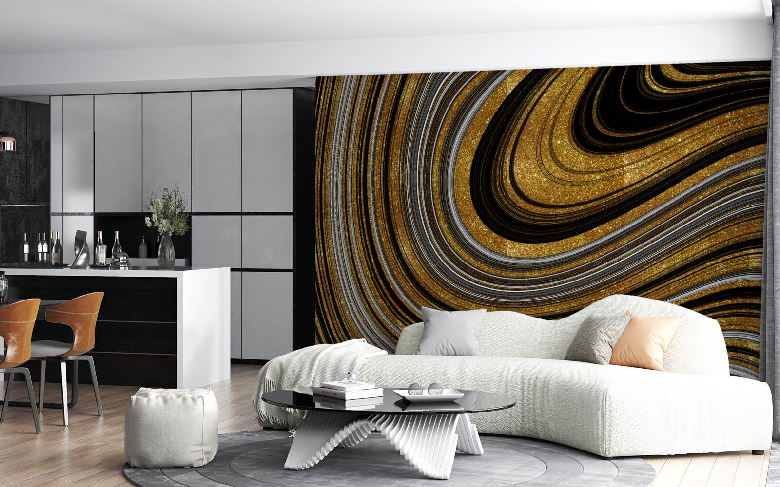 Fototapet valuri de aur care se topesc