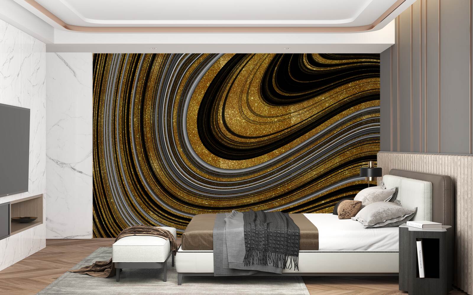 Fototapet valuri de aur care se topesc