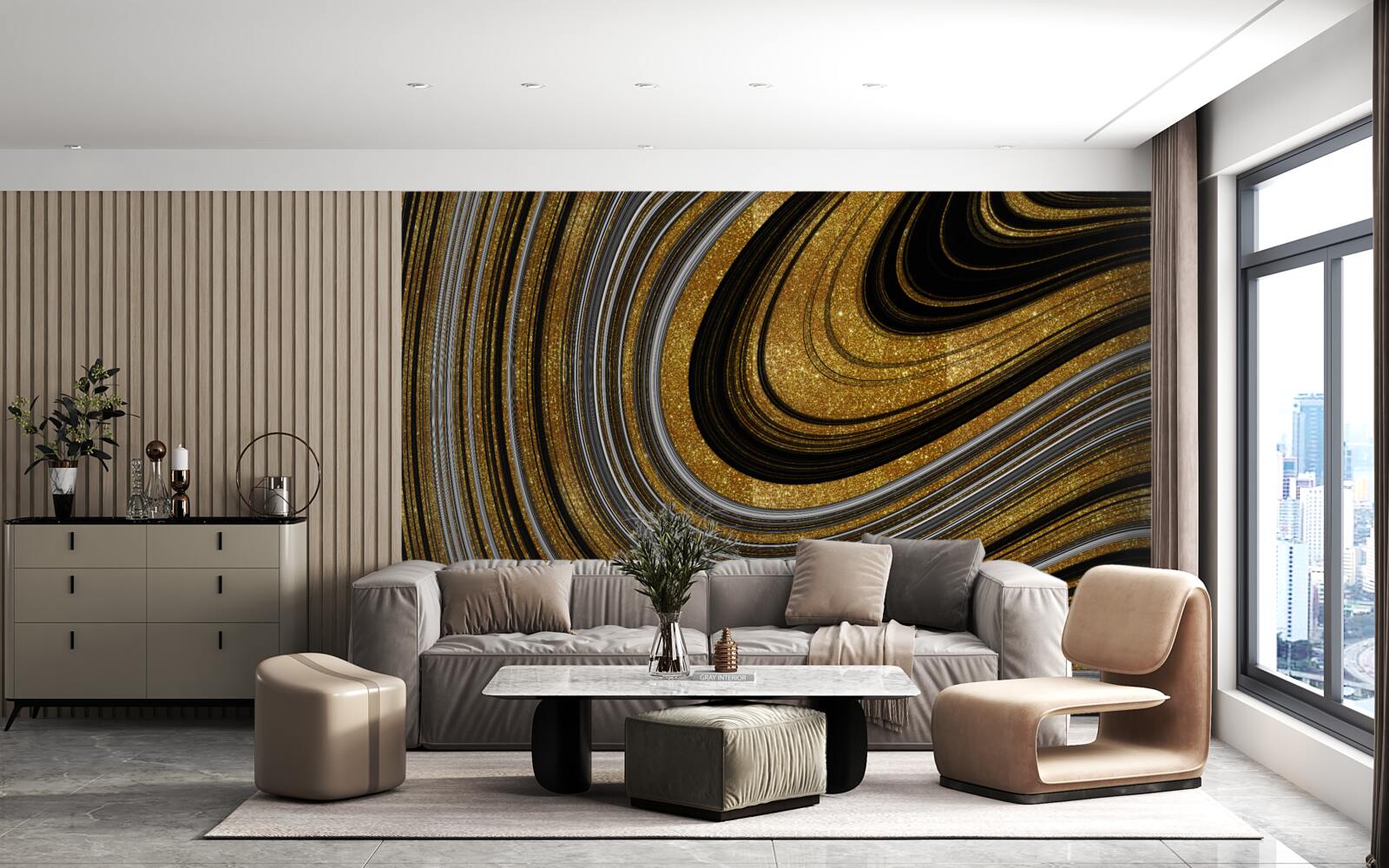 Fototapet valuri de aur care se topesc