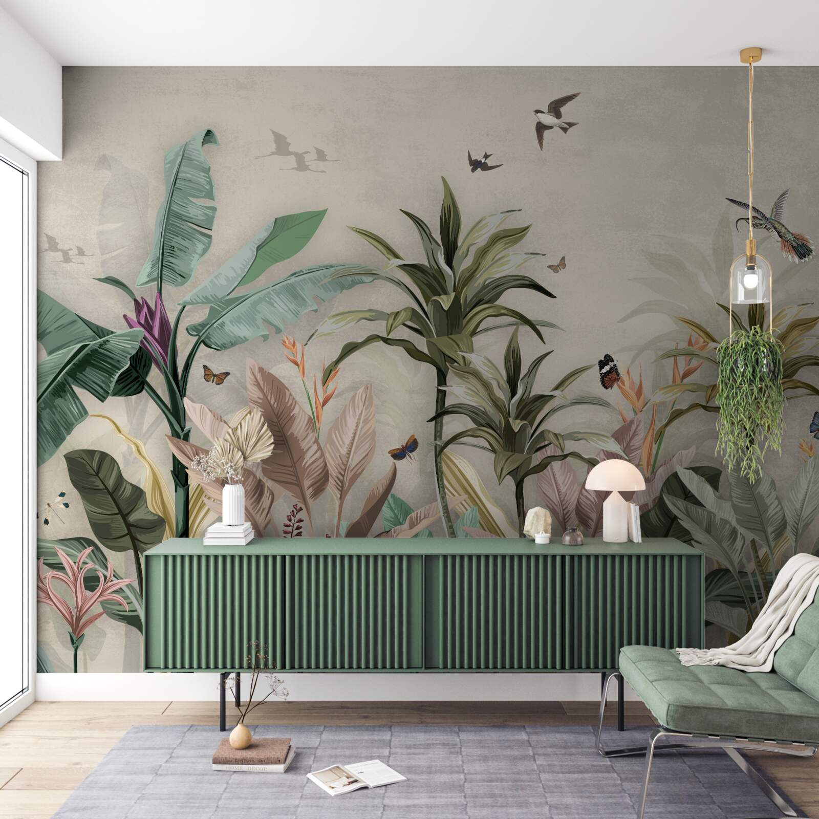 Fototapet tropicele sunt un loc în care păsările își găsesc plăcerea