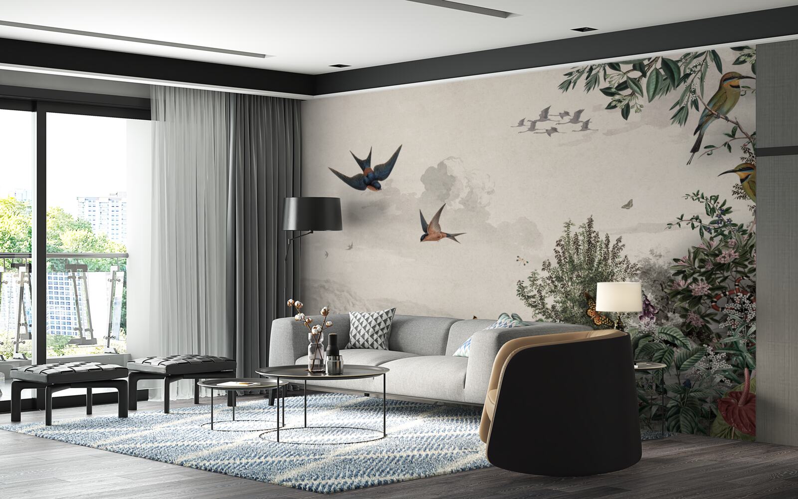 Fototapet Când plouă, păsările caută adăpost