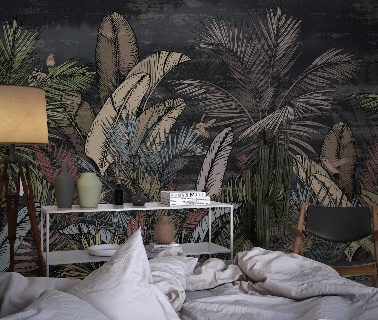 Fototapet când se lasă noaptea, plantele tropicale