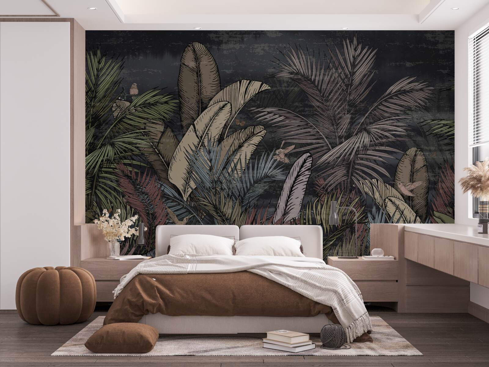 Fototapet când se lasă noaptea, plantele tropicale