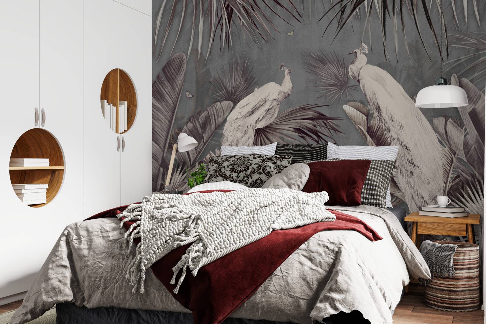 Fototapet păunii albi se pregătesc pentru ploaie