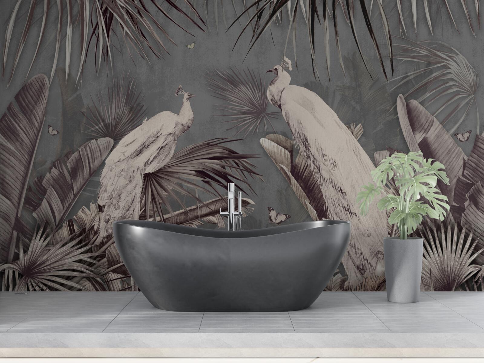 Fototapet păunii albi se pregătesc pentru ploaie