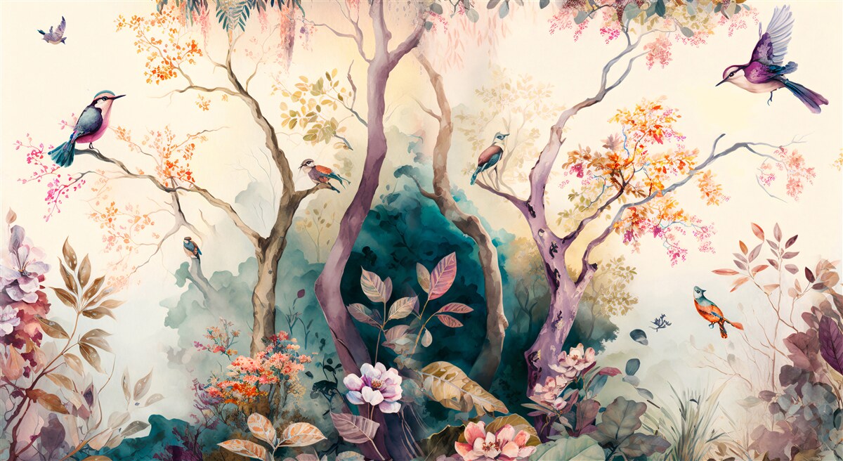 Fototapet păsările întâmpină toamna