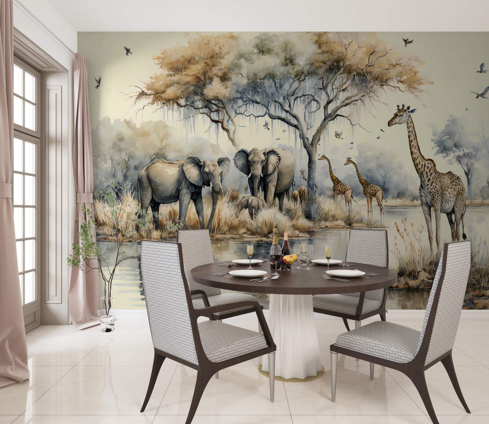 Fototapet animale africane lângă iaz