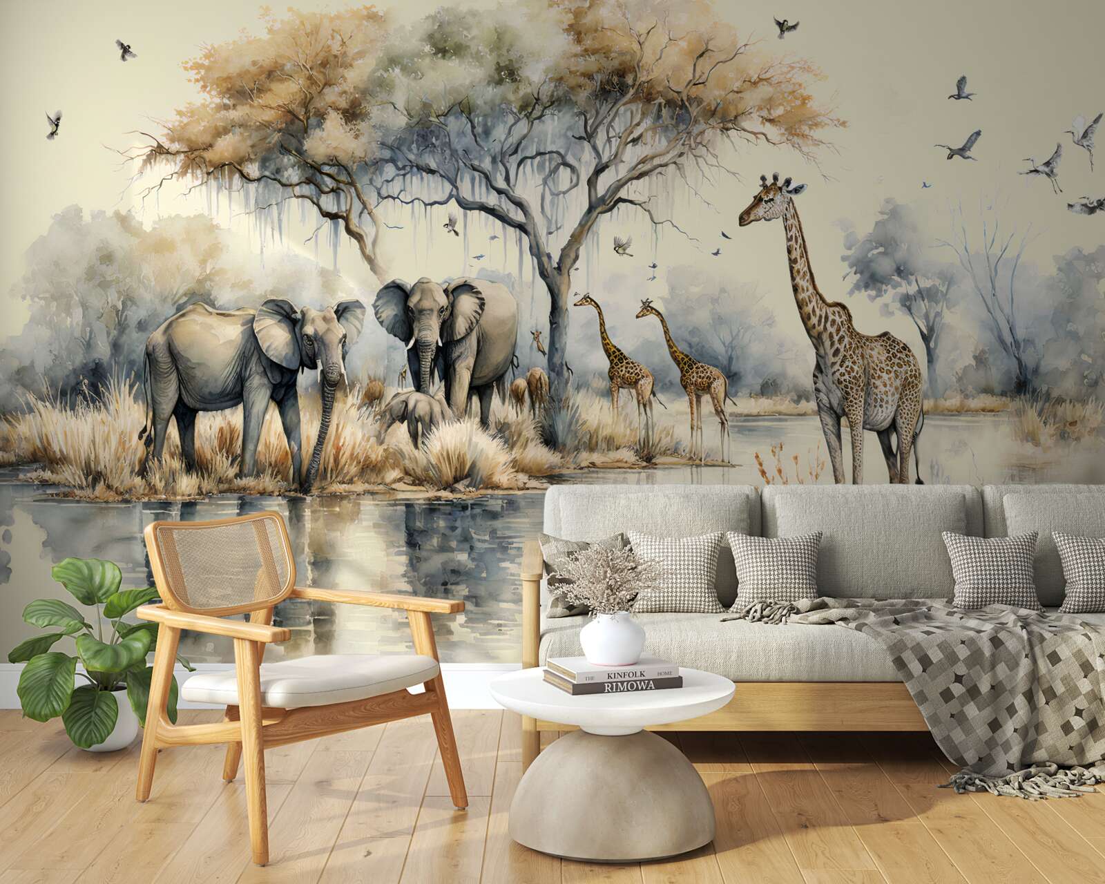 Fototapet animale africane lângă iaz