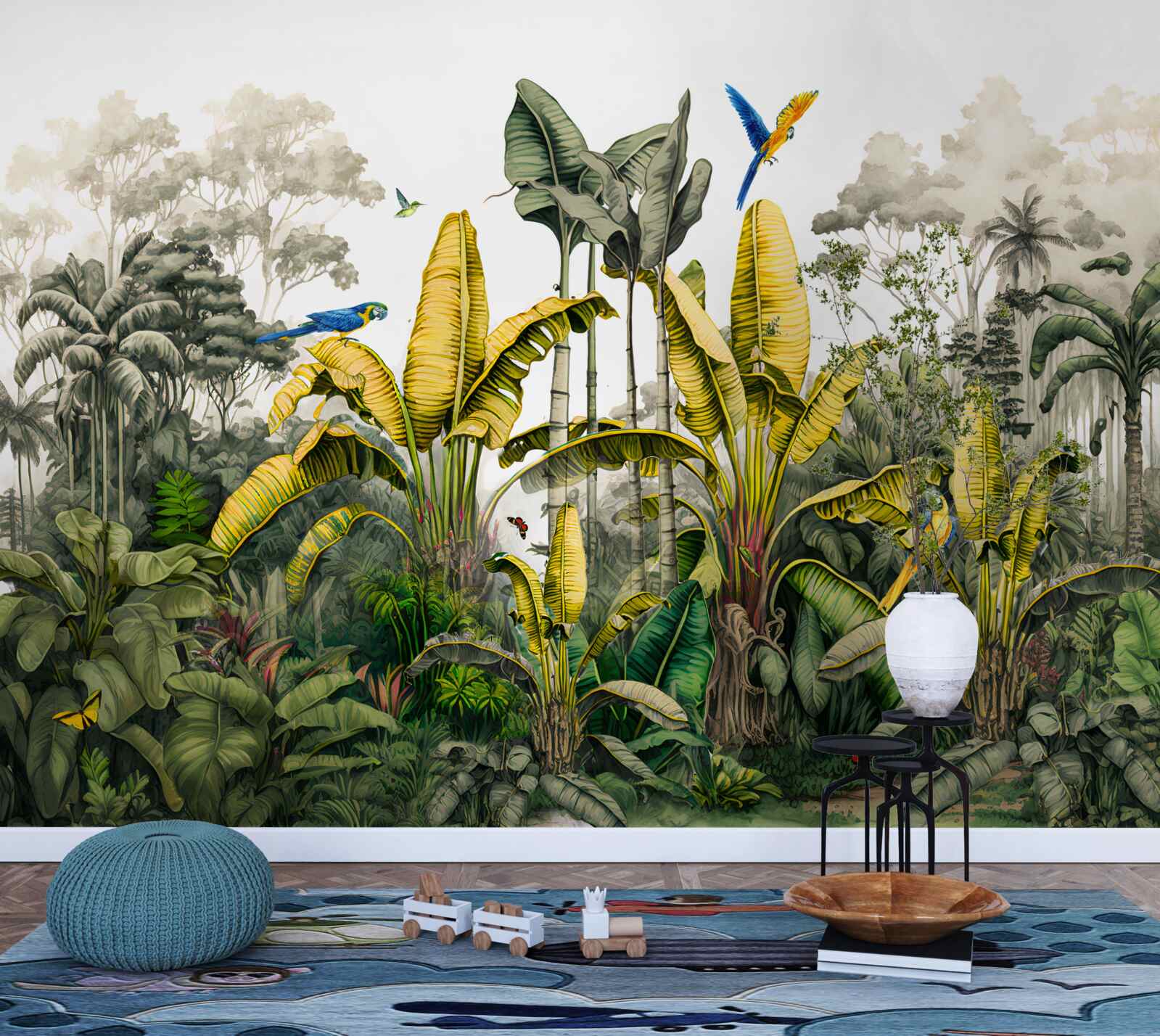 Fototapet ramuri mari ale unei ferigi aurii într-o pădure tropicală