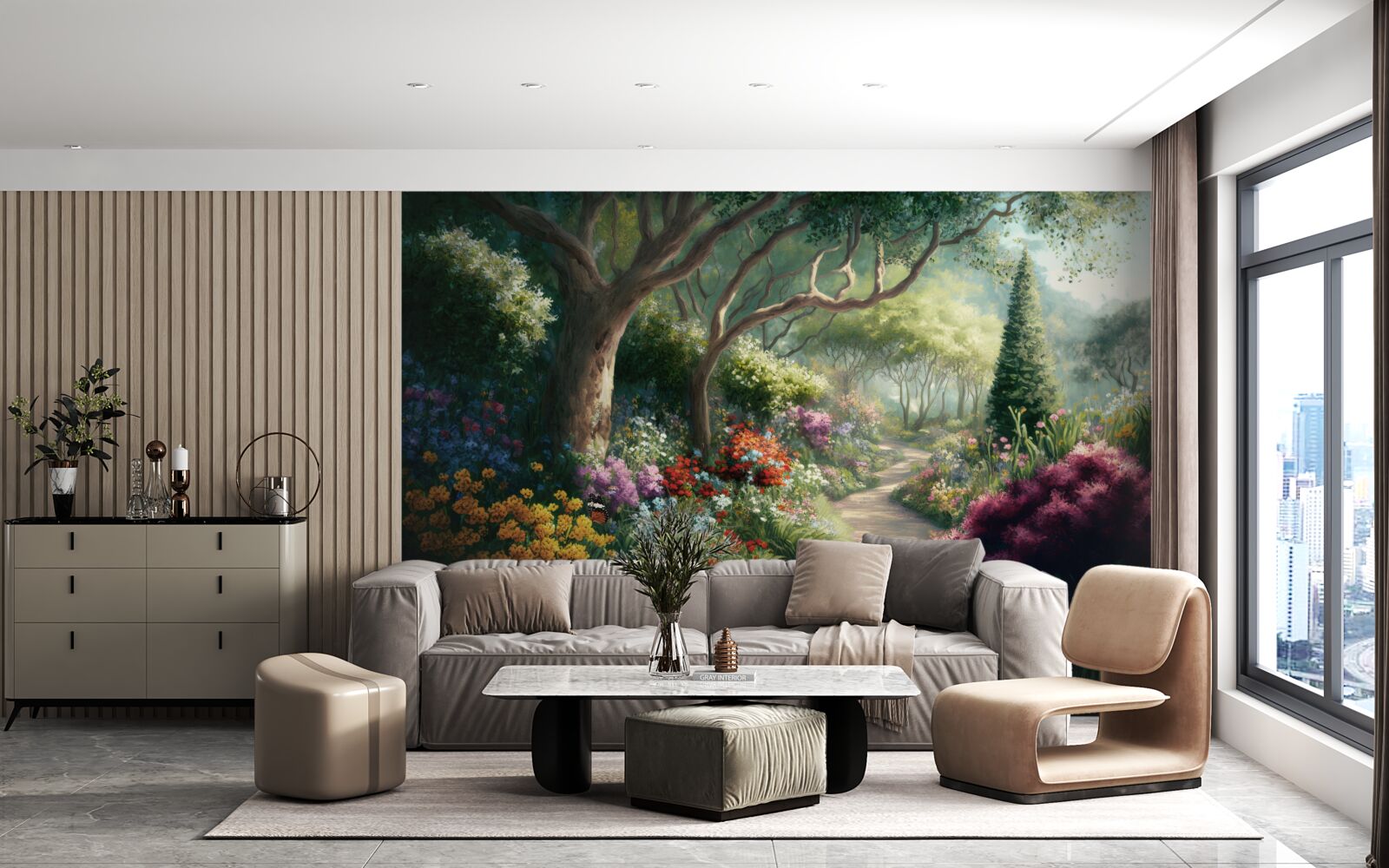 Fototapet cale mistică printr-o pădure magică